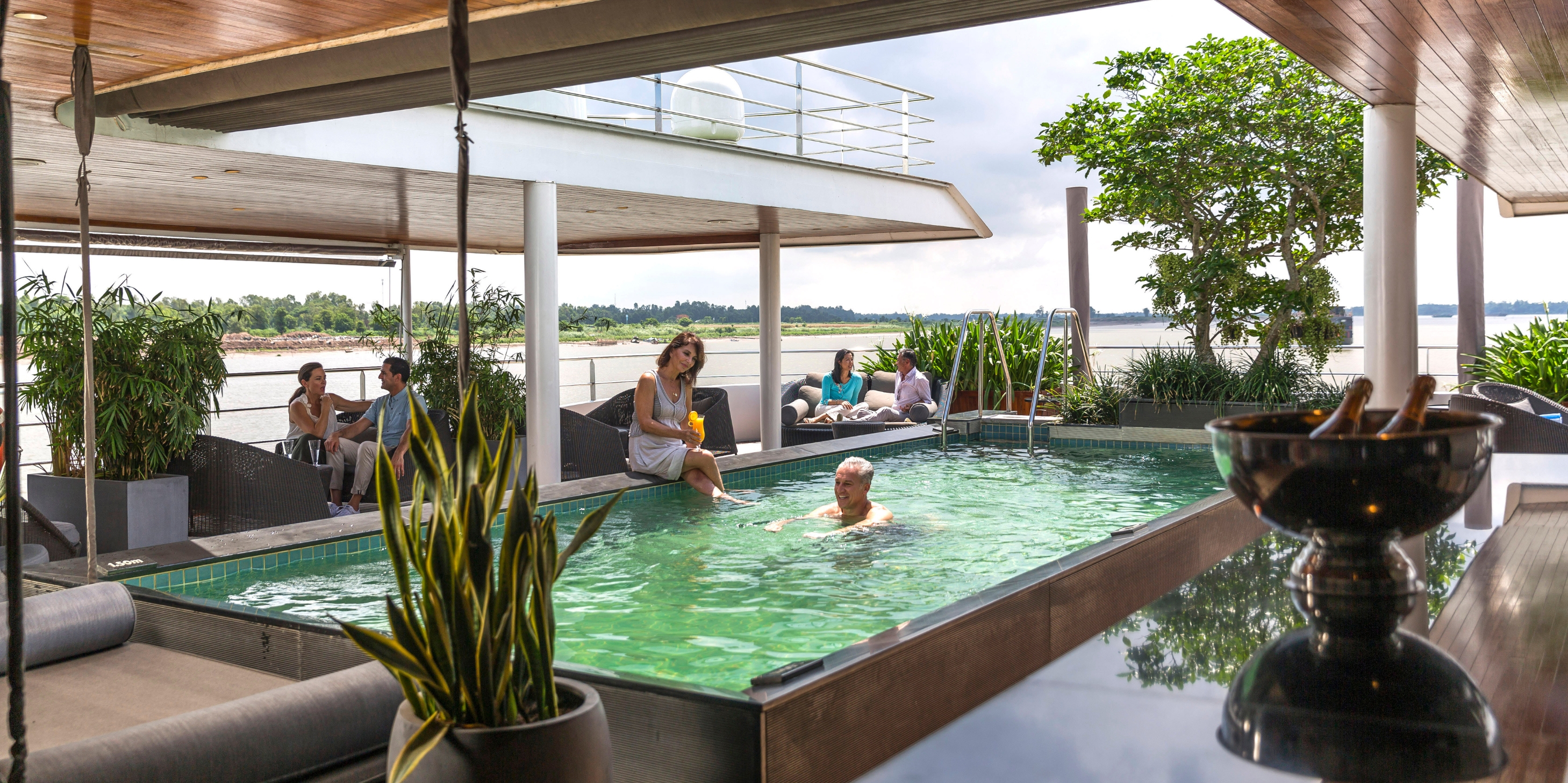 On board pool on a South East Asia river cruise ship