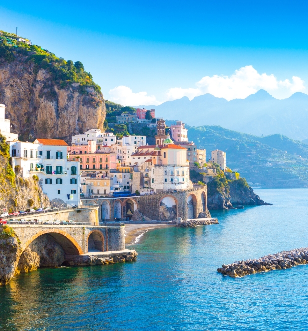 The Amalfi Coast in italy, one of the popular locations in the Mediterranean